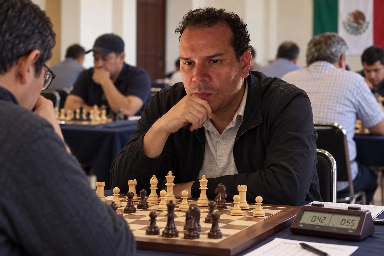 Ilustración: Sergio jugando en un torneo de ajedrez