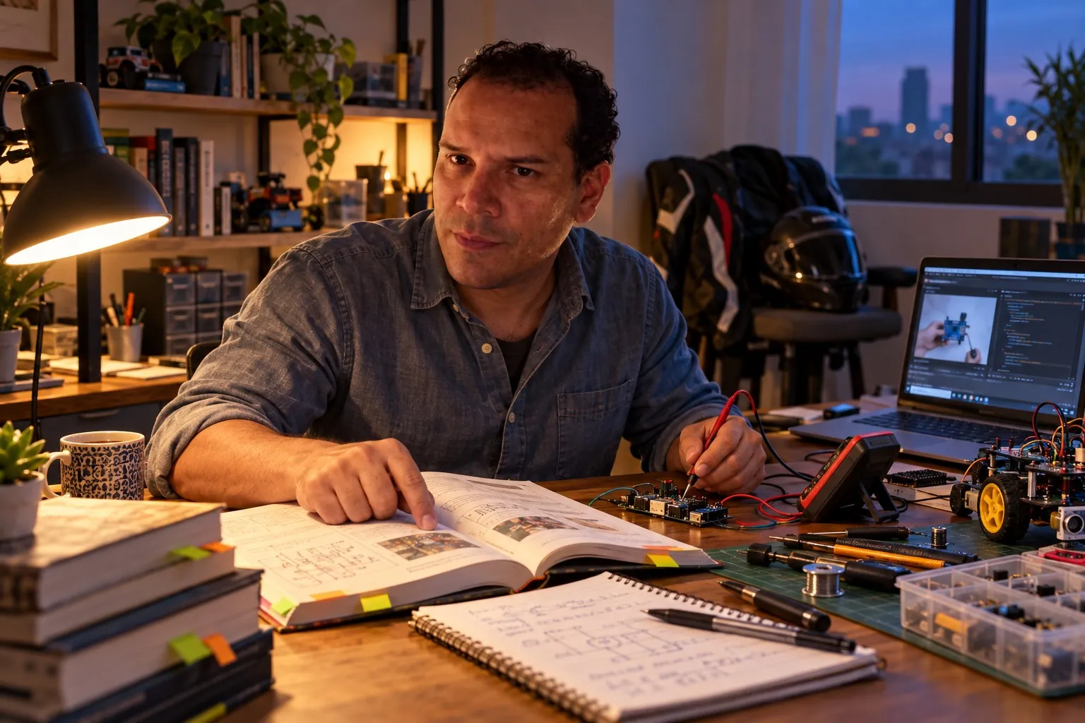 Ilustración: Sergio estudiando por su cuenta