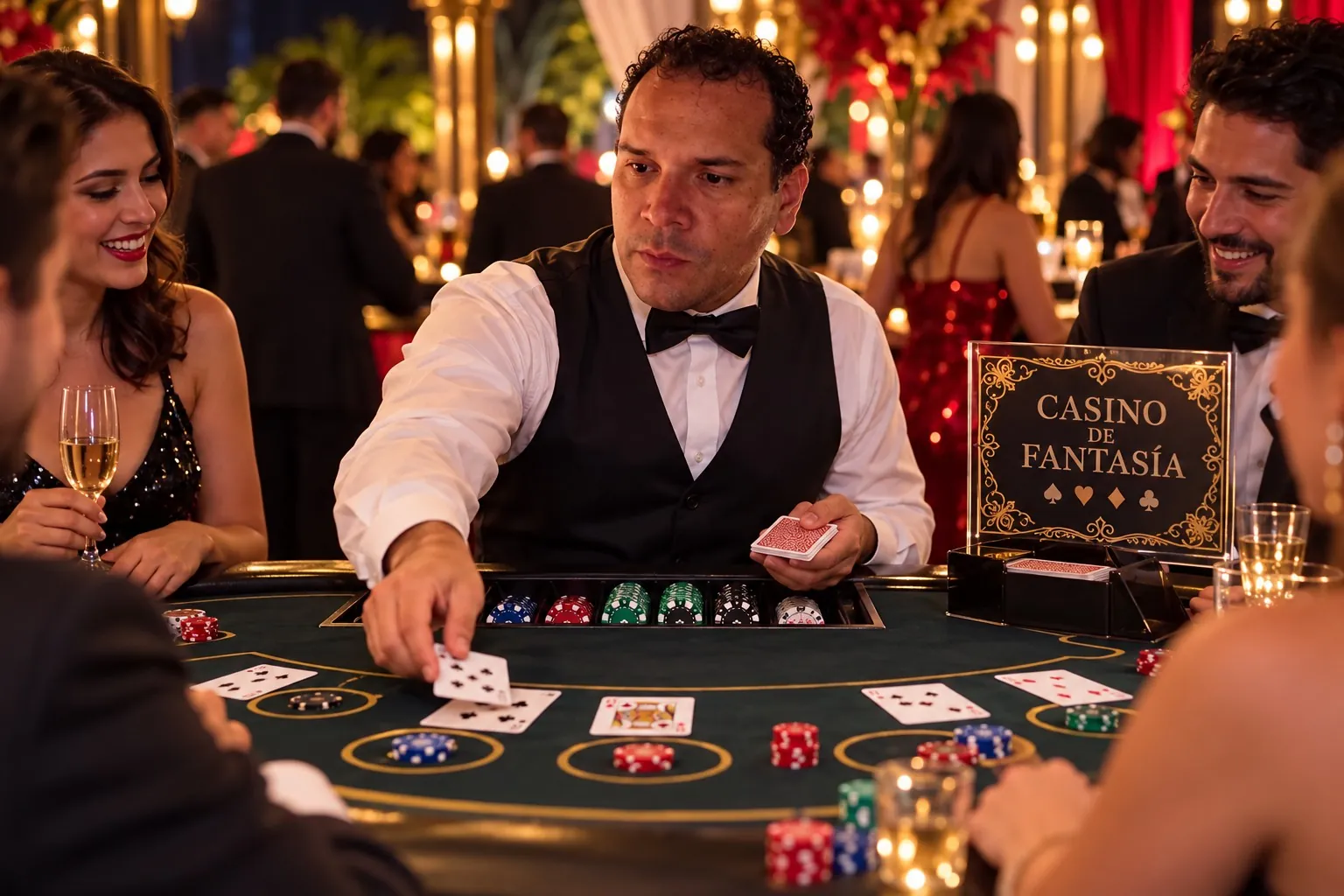 Ilustración: Sergio como crupier en una noche de casino de fantasía