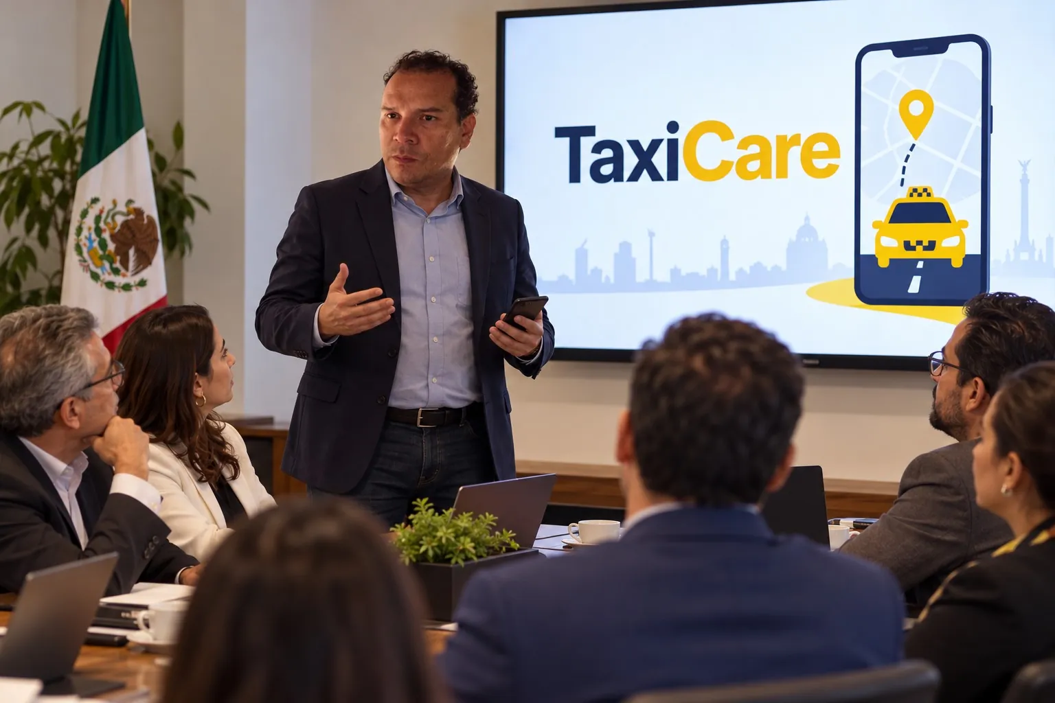 Ilustración: Sergio presentando el proyecto TaxiCare